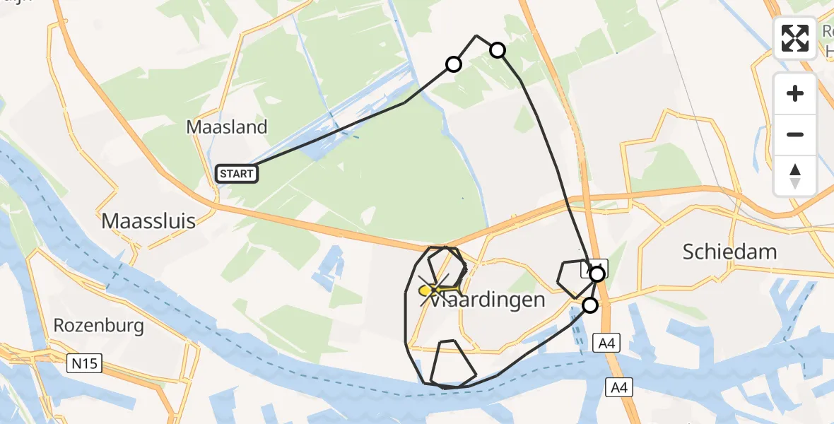 Routekaart van de vlucht: Politiehelikopter naar Vlaardingen, Foppenplas
