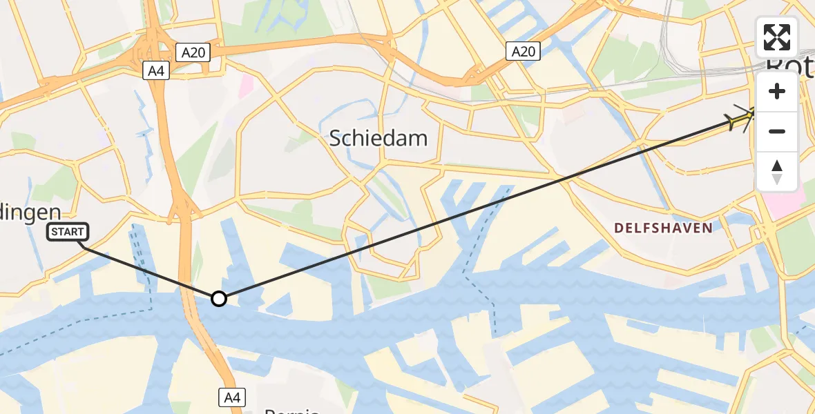 Routekaart van de vlucht: Politiehelikopter naar Leids Universitair Medisch Centrum (LUMC), Mammoetkade
