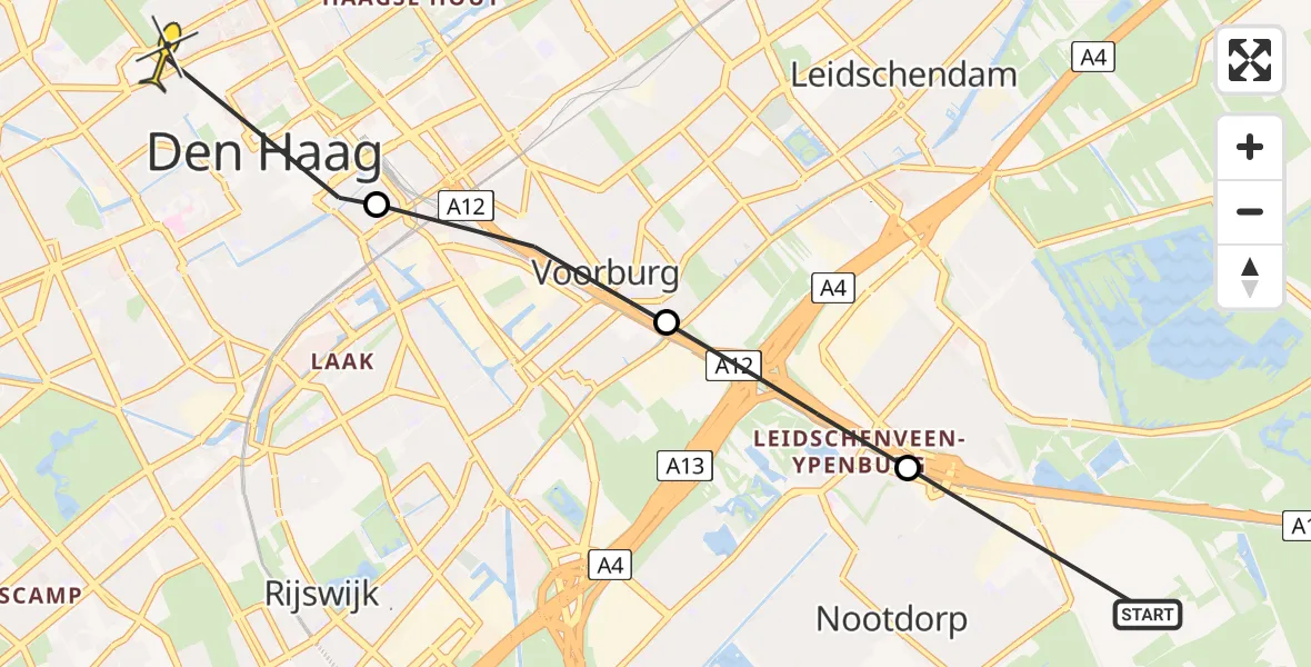 Routekaart van de vlucht: Politiehelikopter naar Den Haag, Wagenmaker
