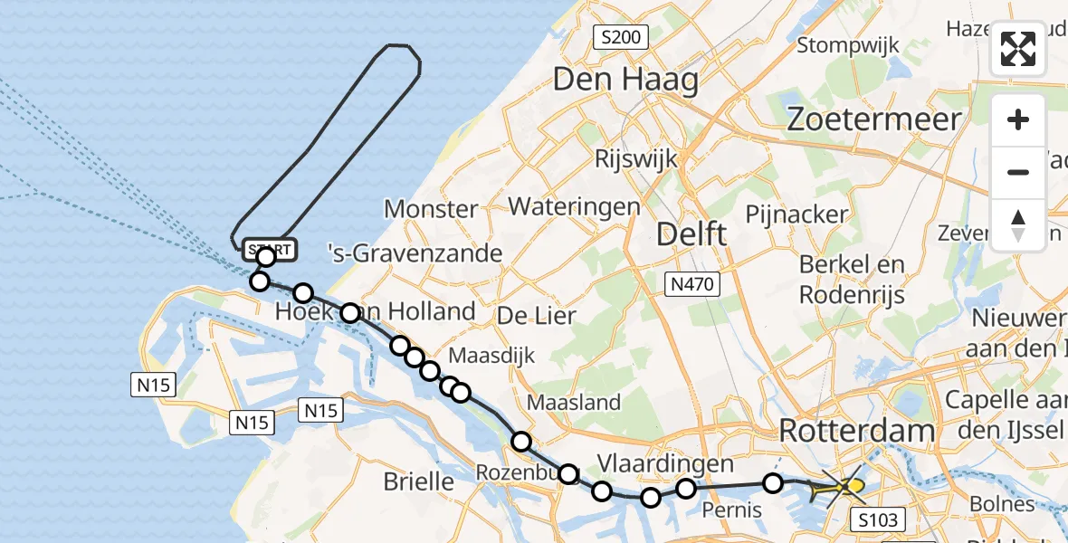 Routekaart van de vlucht: Politiehelikopter naar Rotterdam, Grienthoofd