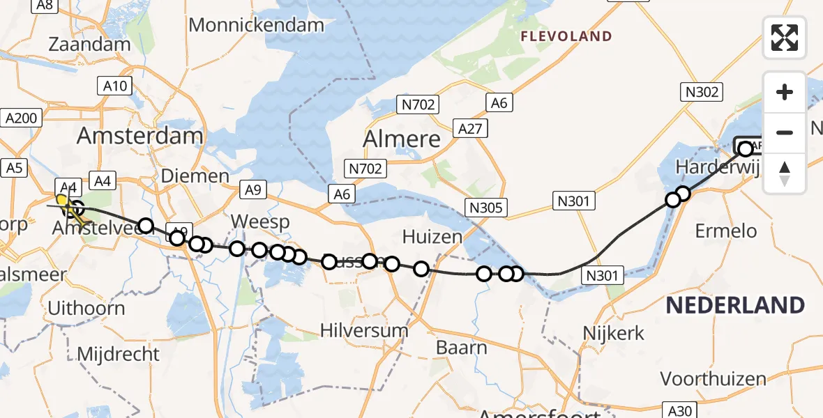 Routekaart van de vlucht: Politiehelikopter naar Schiphol, Lorentzstraat