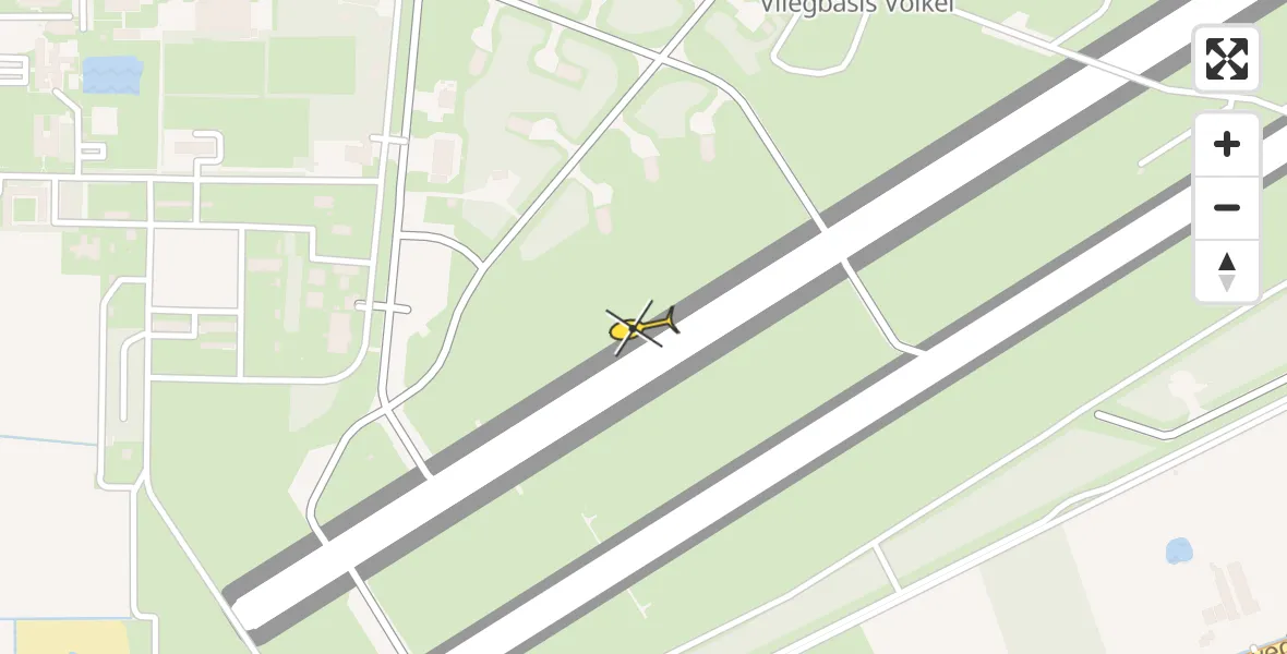 Vluchtroute Traumahelikopter van Vliegbasis Volkel naar Vliegbasis Volkel