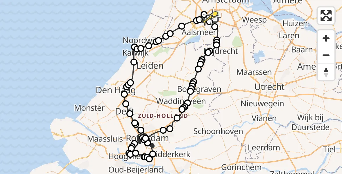 Vluchtroute Politiehelikopter van Schiphol naar Schiphol
