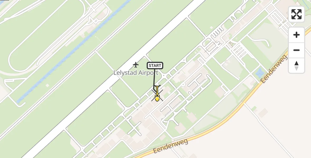 Routekaart van de vlucht: Traumahelikopter naar Lelystad Airport, Emoeweg
