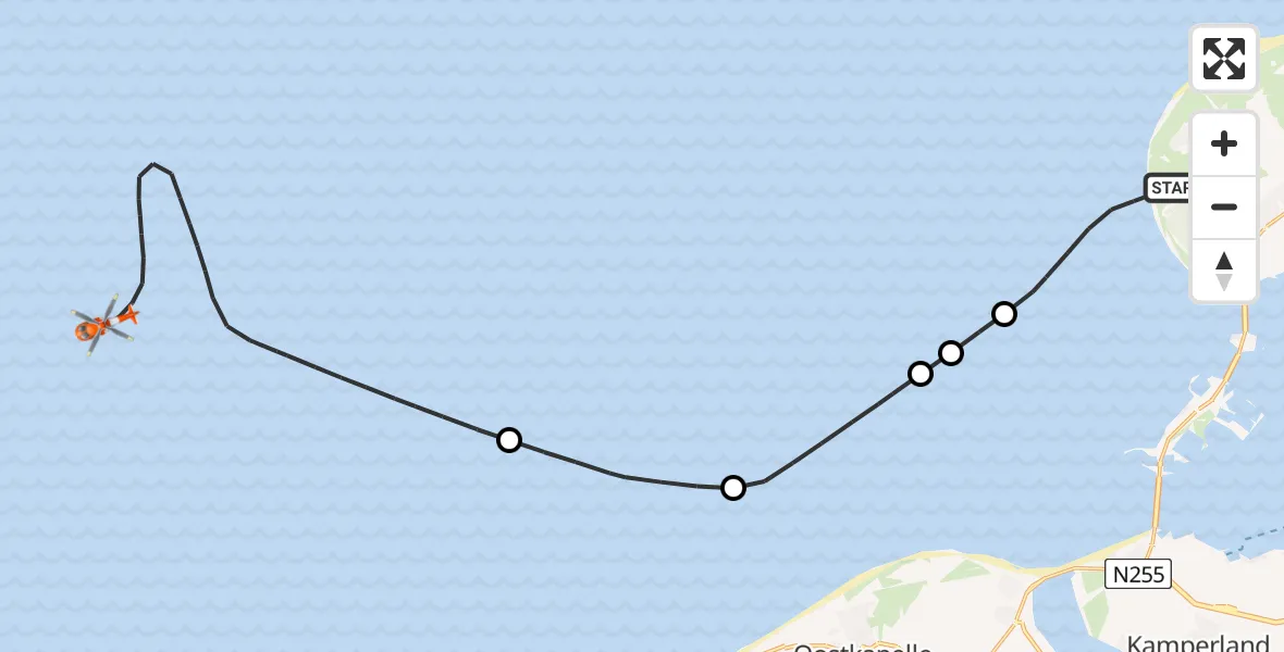 Vluchtroute Kustwachthelikopter Burgh-Haamstede - , 27 maart 2025, 14:54