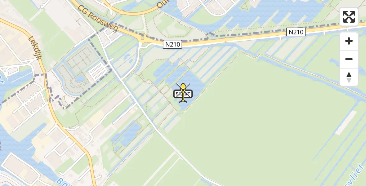 Routekaart van de vlucht: Politiehelikopter naar Krimpen aan de Lek, Sluisvlietpad