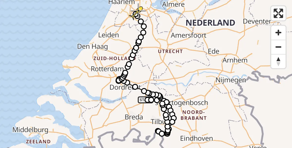 Routekaart van de vlucht: Politiehelikopter naar Schiphol, Zijlweg