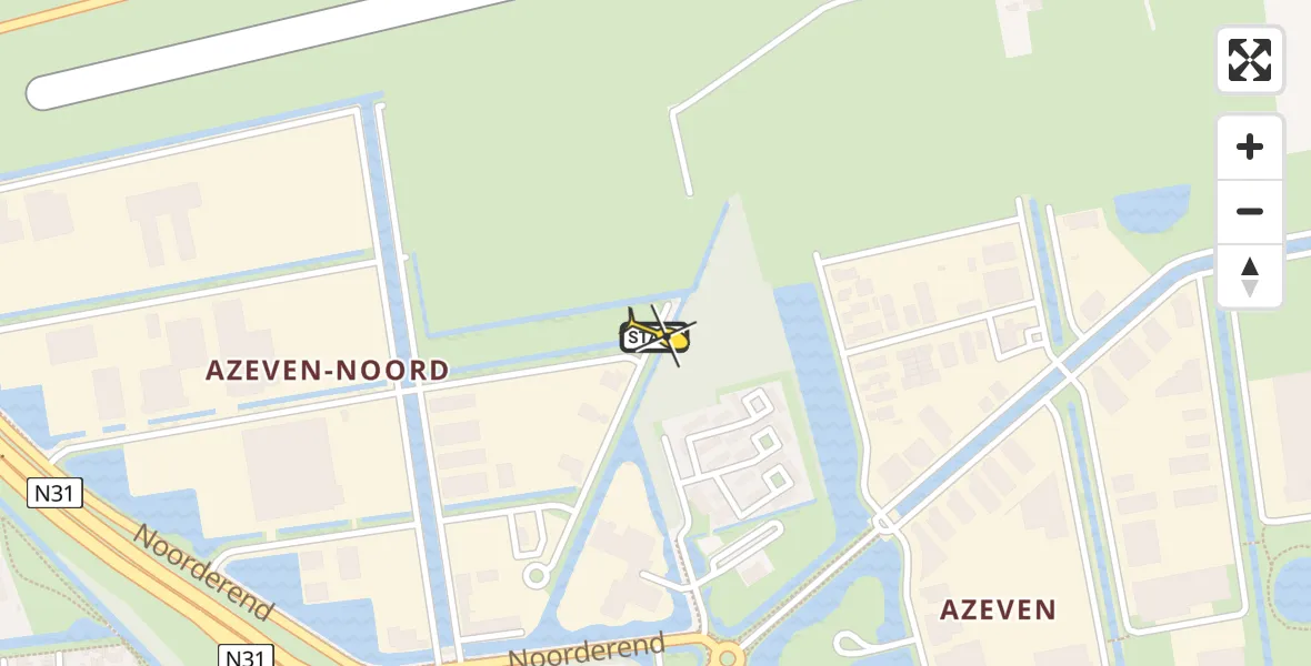 Routekaart van de vlucht: Ambulancehelikopter naar Vliegveld Drachten, Richterlaan