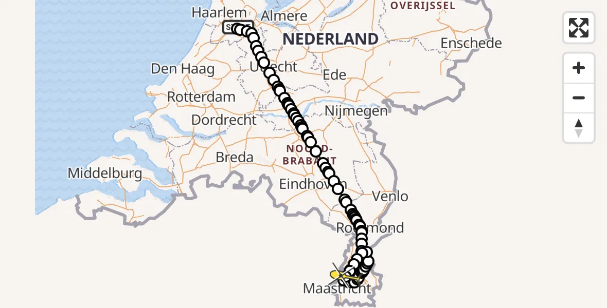 Routekaart van de vlucht: Politiehelikopter naar Maastricht Aachen Airport, Westerkimweg