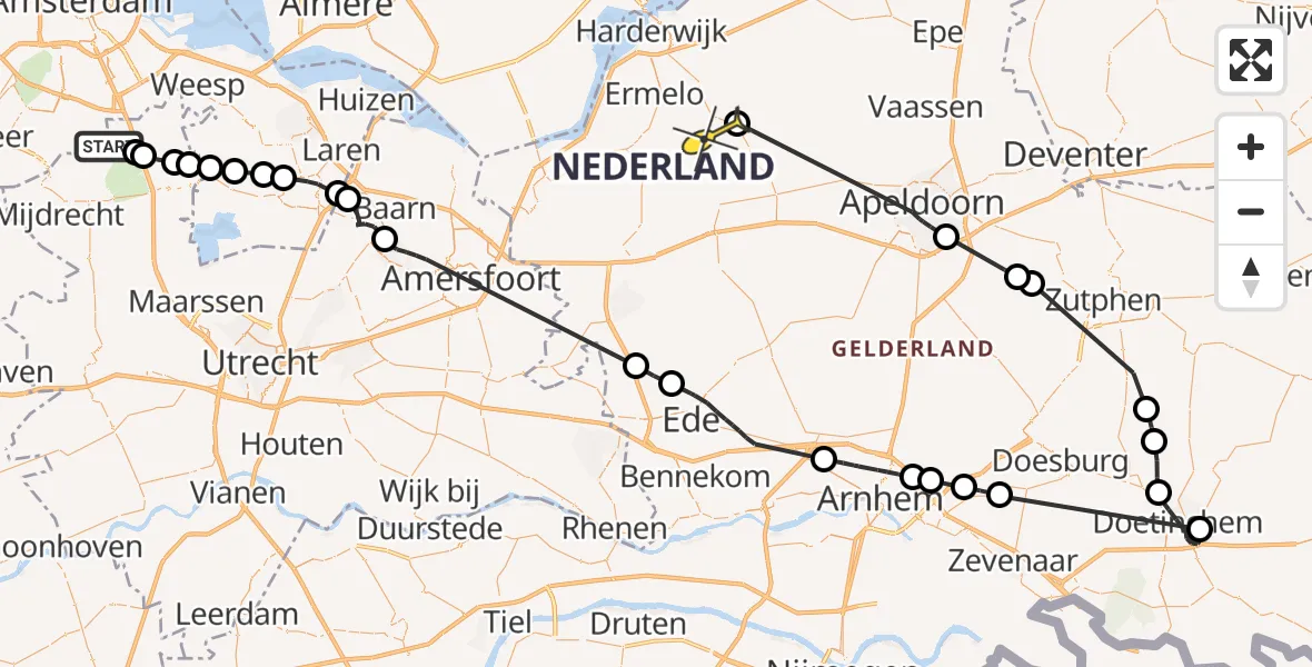 Routekaart van de vlucht: Politiehelikopter naar Ermelo, Vinkenkade
