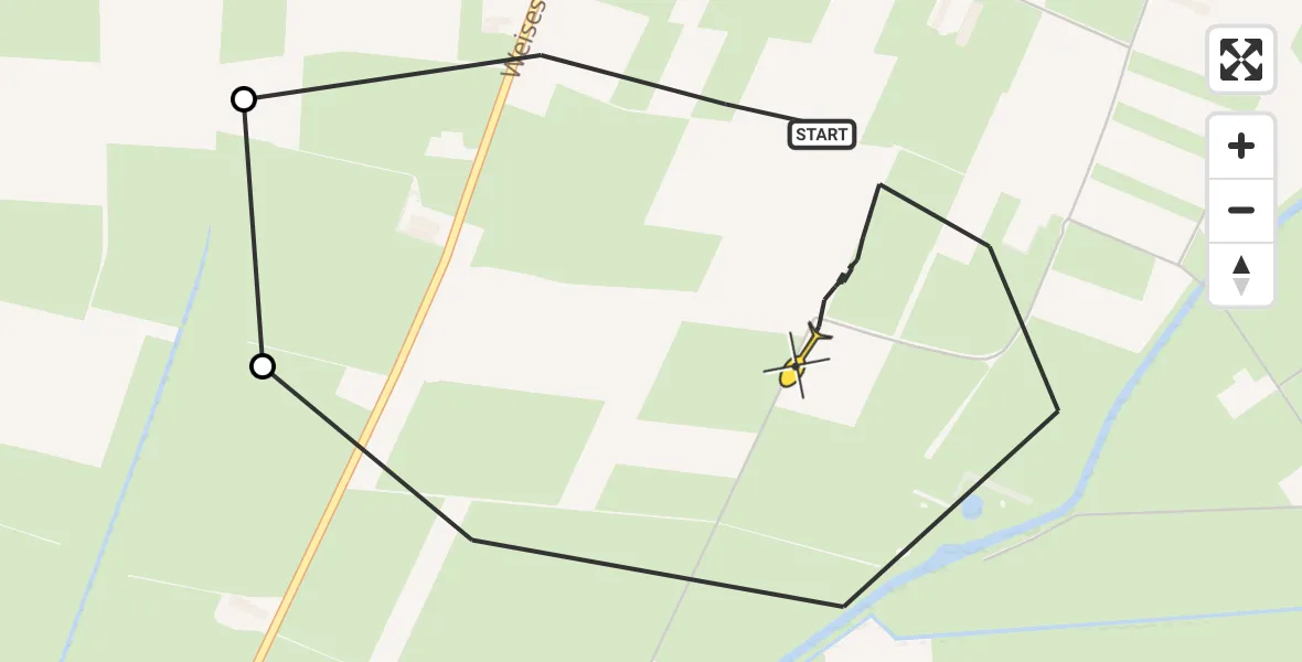 Routekaart van de vlucht: Politiehelikopter naar Lithoijen, Martenshoefstraat