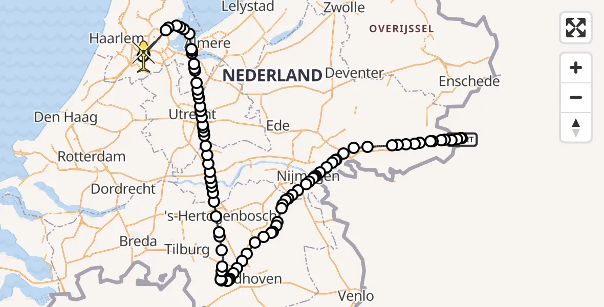 Routekaart van de vlucht: Politiehelikopter naar Schiphol, Ratumseweg