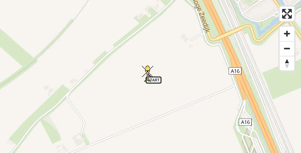 Routekaart van de vlucht: Politiehelikopter naar Zevenbergschen Hoek, Hoge Zeedijk