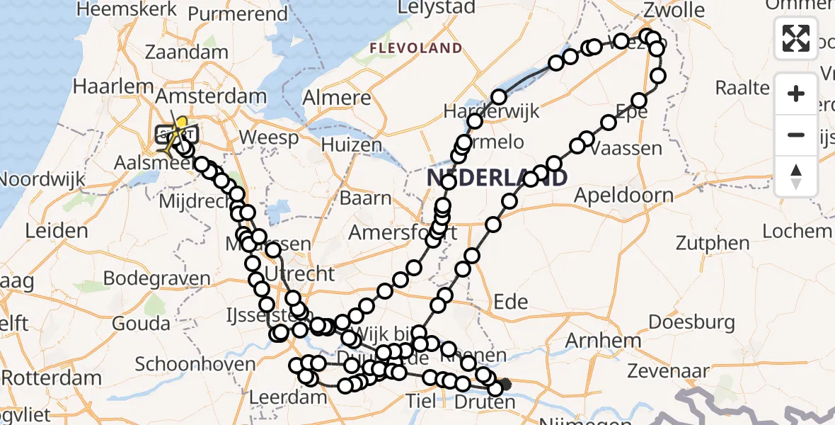 Vluchtroute Politiehelikopter van Schiphol naar Schiphol