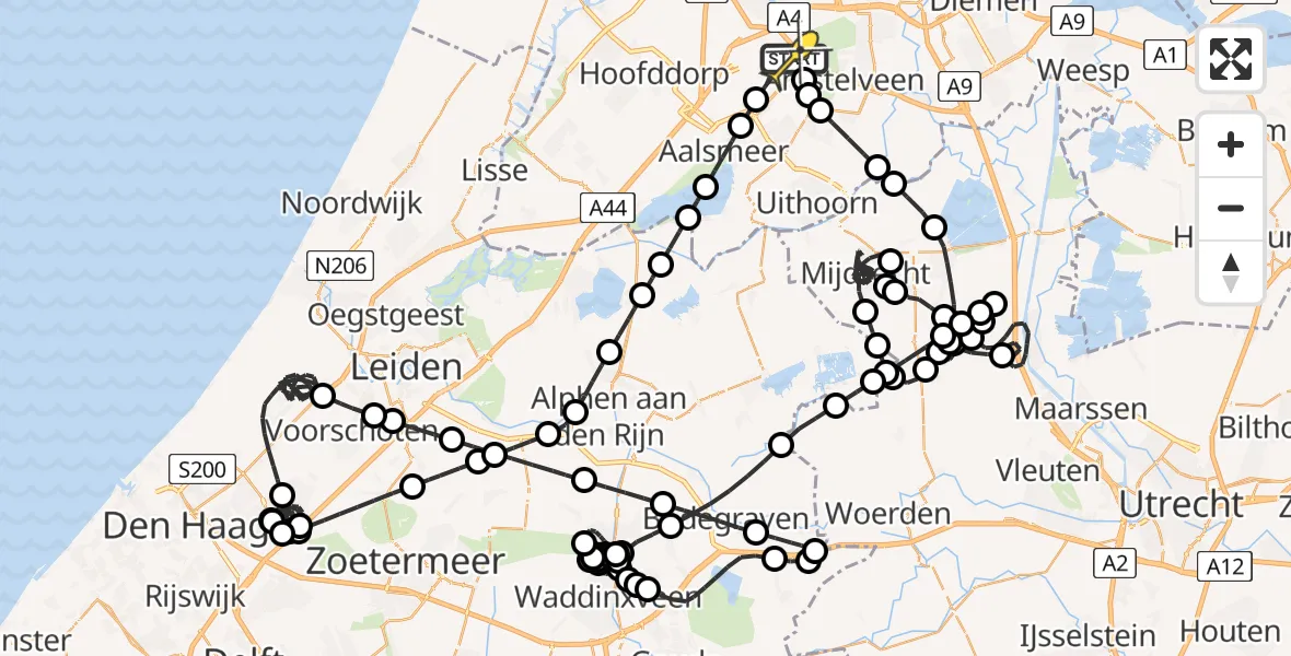 Vluchtroute Politiehelikopter van Schiphol naar Schiphol