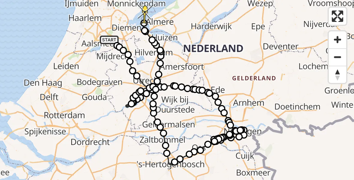 Routekaart van de vlucht: Politiehelikopter naar Marken, Meentsloot