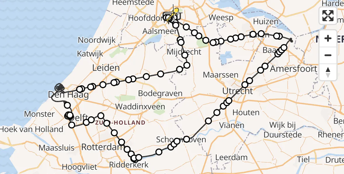 Vluchtroute Politiehelikopter van Schiphol naar Schiphol