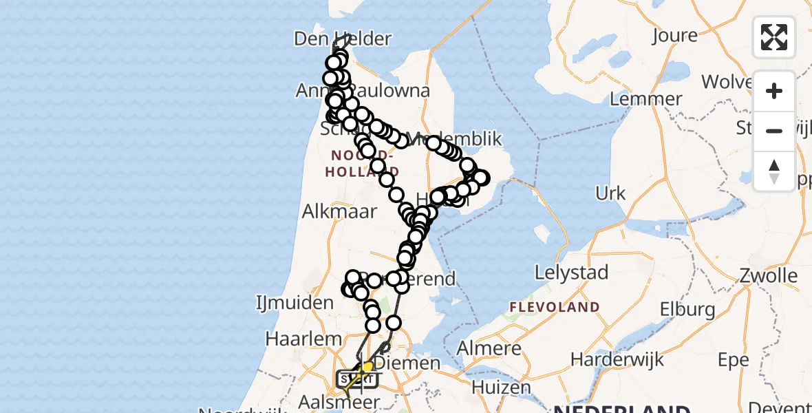 Routekaart van de vlucht: Politiehelikopter naar Schiphol, Koenenkade