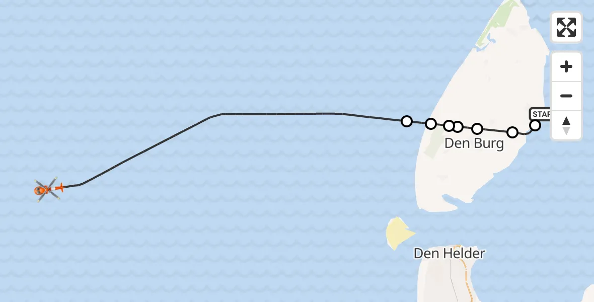 Vluchtroute Kustwachthelikopter Oosterend - , 29 maart 2025, 17:17