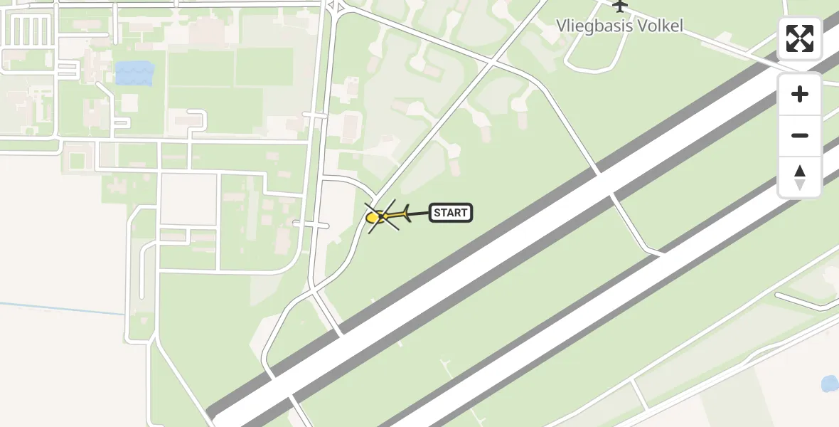 Routekaart van de vlucht: Politiehelikopter naar Vliegbasis Volkel, Zeelandsedijk
