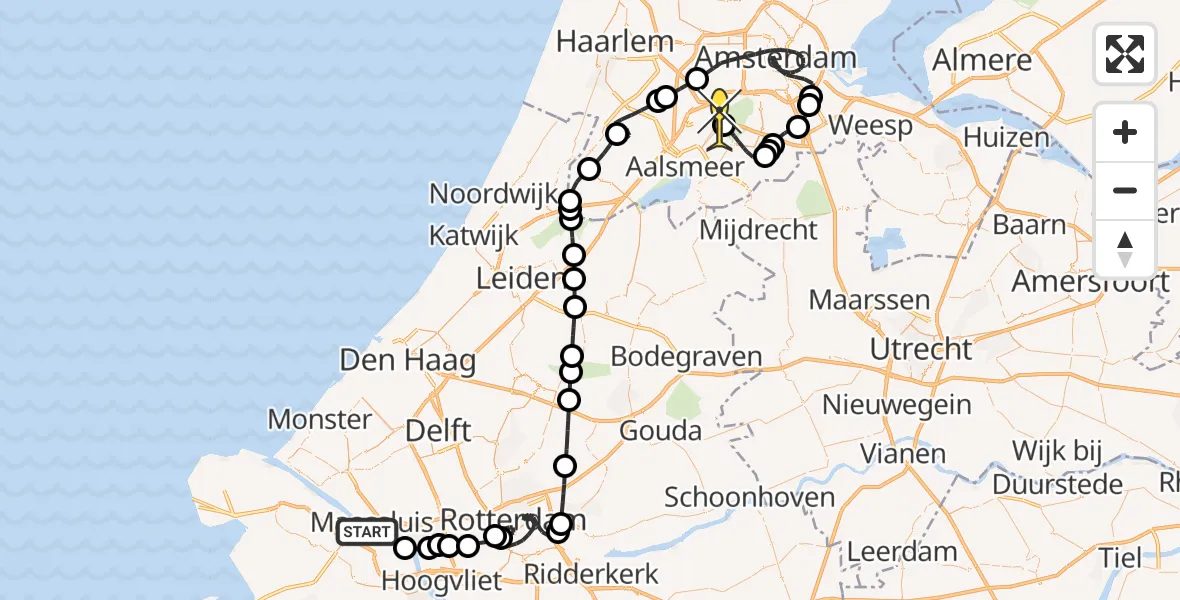 Routekaart van de vlucht: Politiehelikopter naar Schiphol, Quarantainestrand