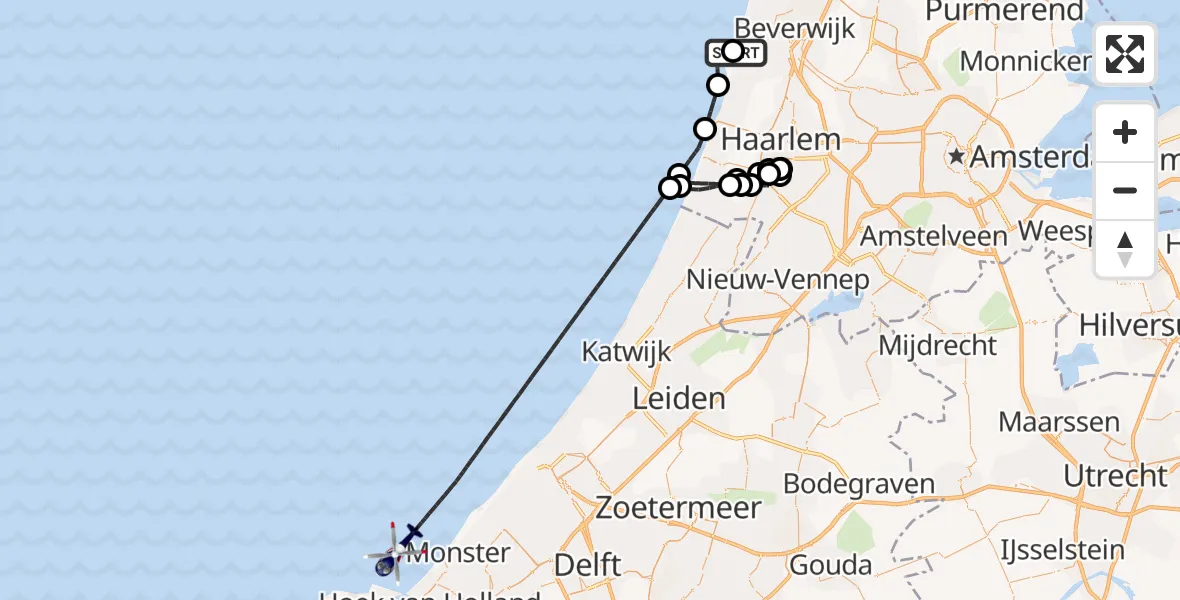 Vluchtroute Politiehelikopter IJmuiden Heliport - , 31 maart 2025, 10:04