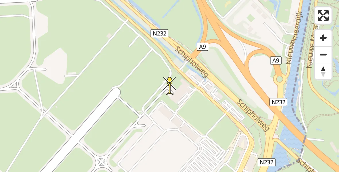 Routekaart van de vlucht: Politiehelikopter naar Schiphol