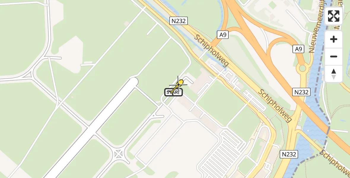 Vluchtroute Politiehelikopter van Schiphol naar Schiphol