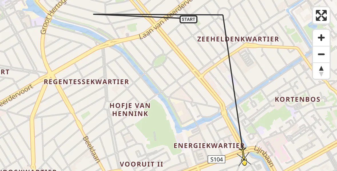 Vluchtroute Politiehelikopter van Den Haag naar Den Haag