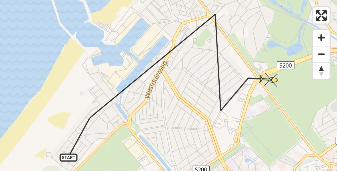 Vluchtroute Politiehelikopter van Den Haag naar Den Haag