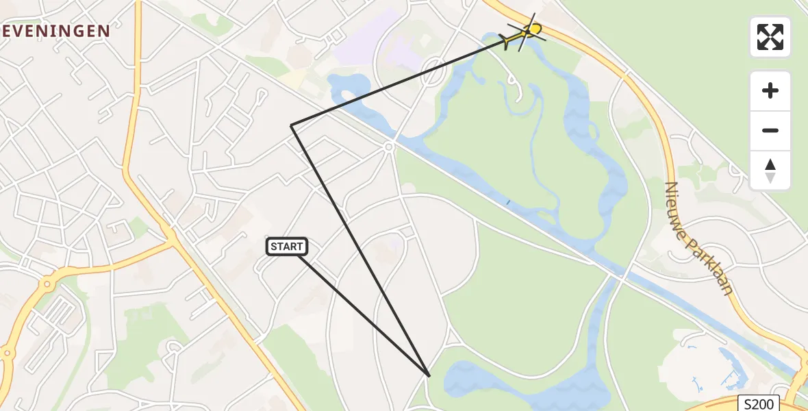 Vluchtroute Politiehelikopter van Den Haag naar Den Haag