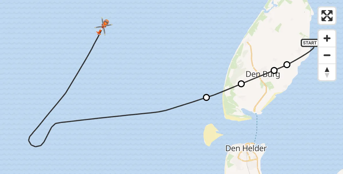 Vluchtroute Kustwachthelikopter Oosterend - , 01 april 2025, 18:03