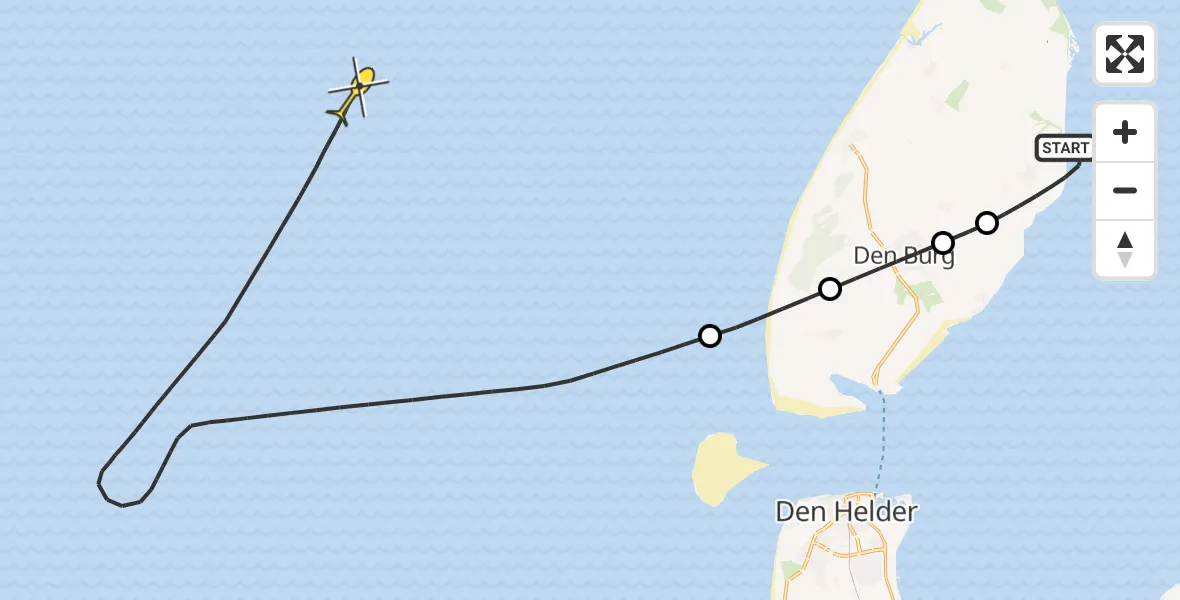 Routekaart van de vlucht: Kustwachthelikopter naar Lancasterdijk