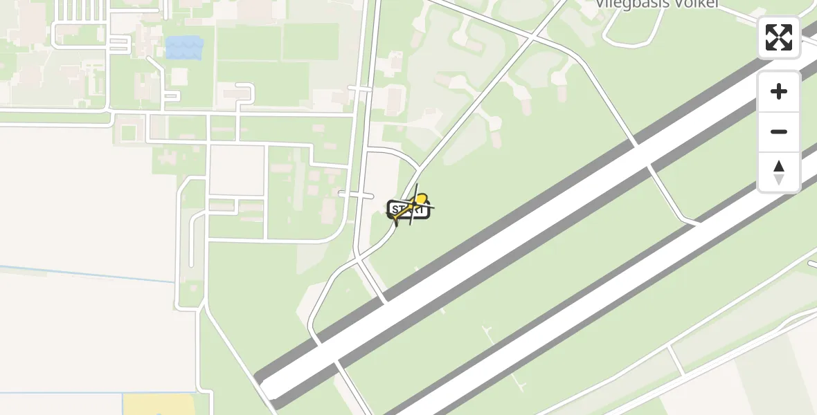 Routekaart van de vlucht: Politieheli naar Vliegbasis Volkel, Zeelandsedijk