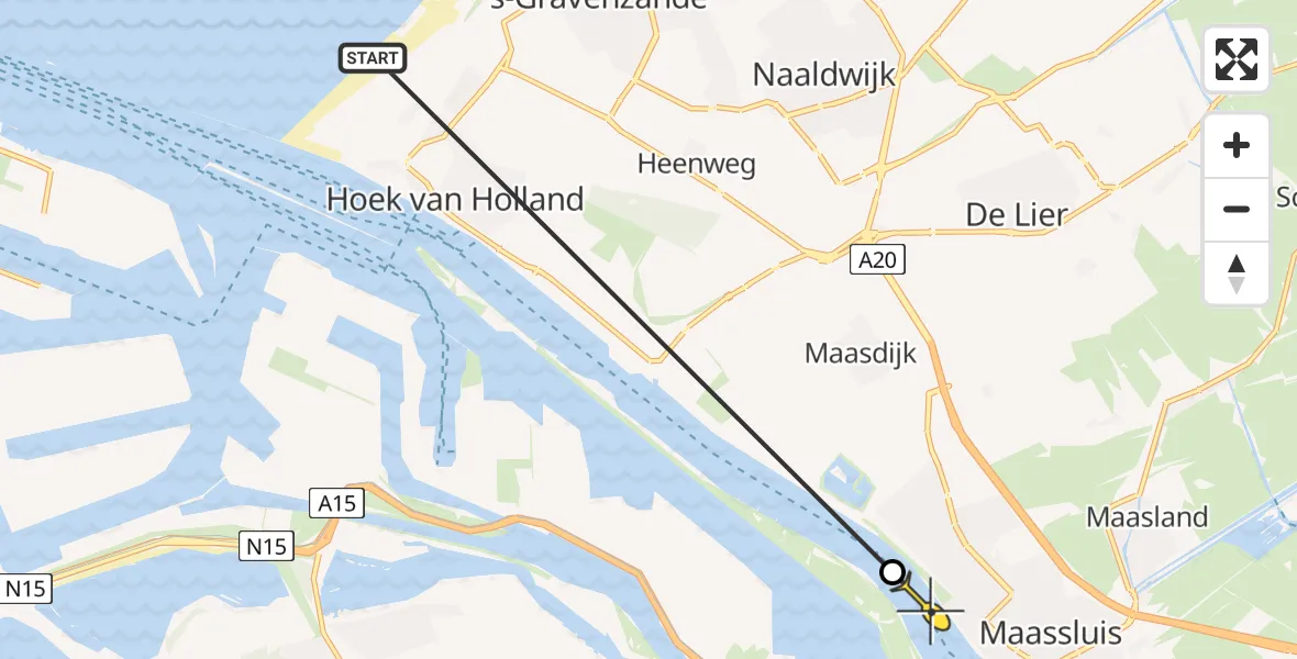 Routekaart van de vlucht: Politiehelikopter naar Maassluis, Sterrenbos