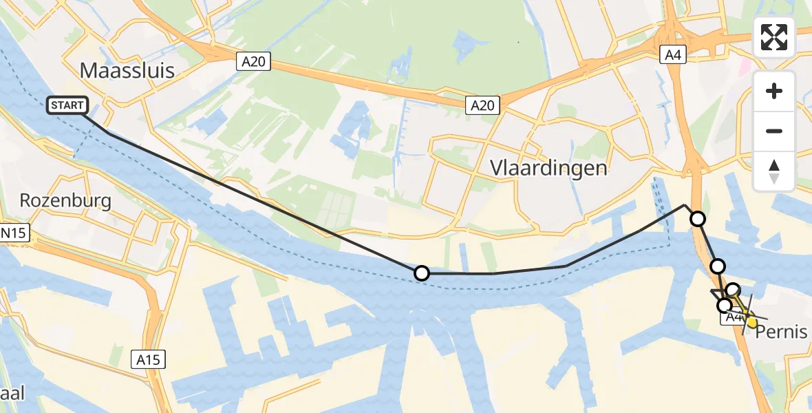 Routekaart van de vlucht: Politiehelikopter naar Pernis, Stoomloggerweg