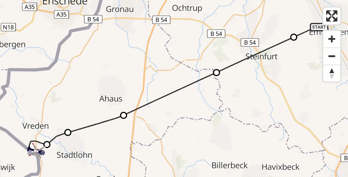 Vluchtroute Politiehelikopter Emsdetten - , 02 april 2025, 09:47
