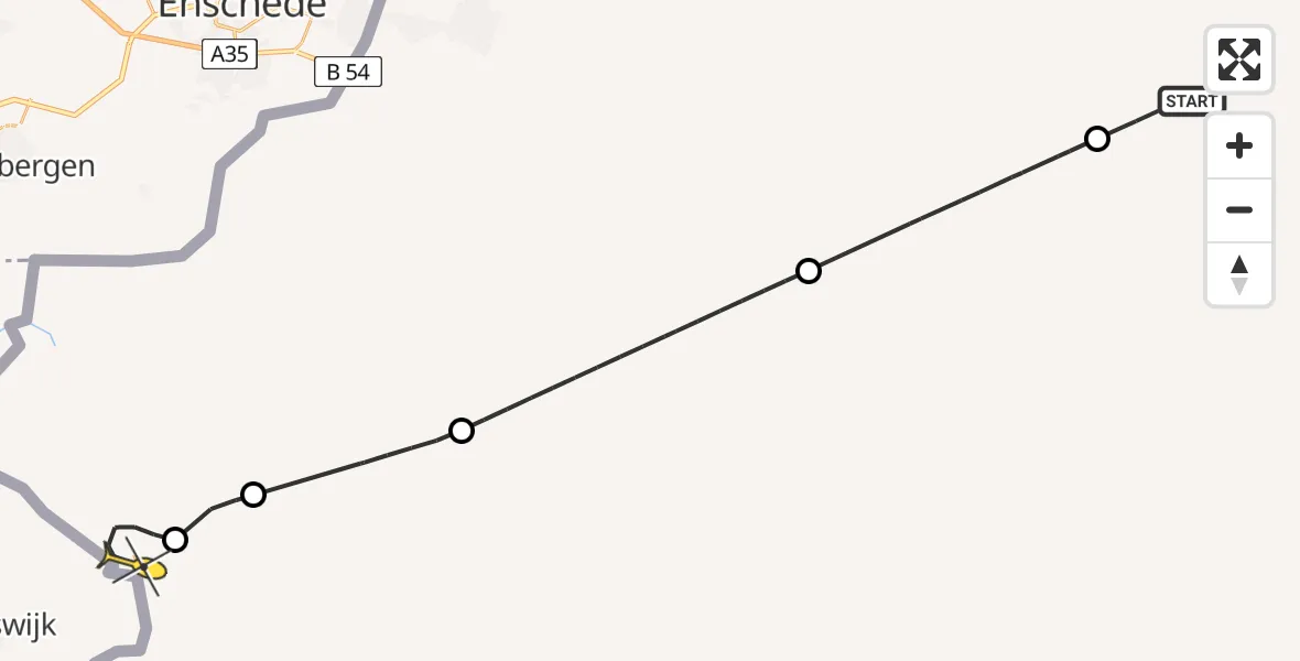 Routekaart van de vlucht: Politiehelikopter naar Ratumseweg