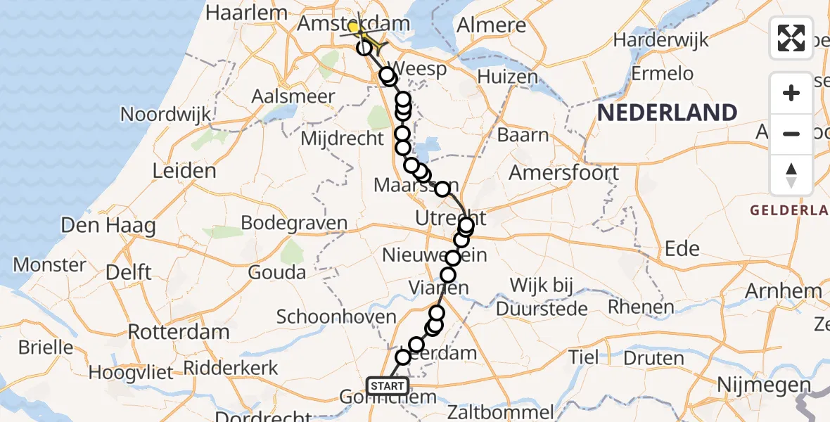 Routekaart van de vlucht: Politiehelikopter naar Amsterdam, Grote Haarsekade