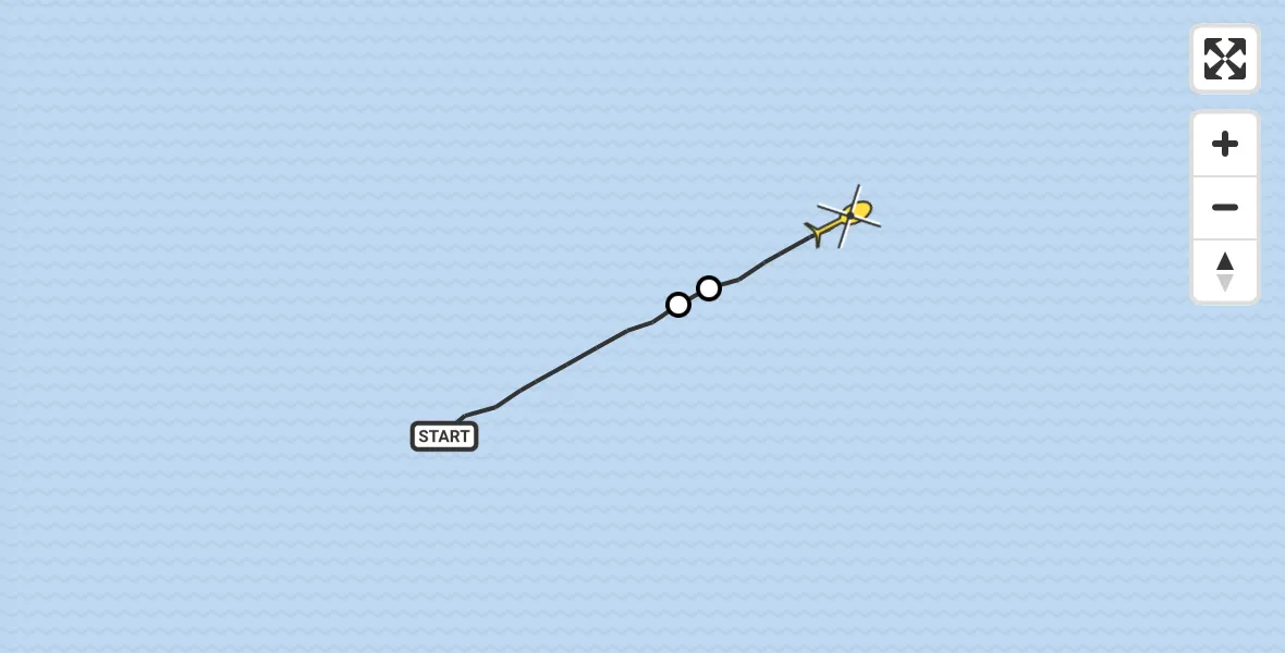 Routekaart van de vlucht: Kustwachthelikopter naar 