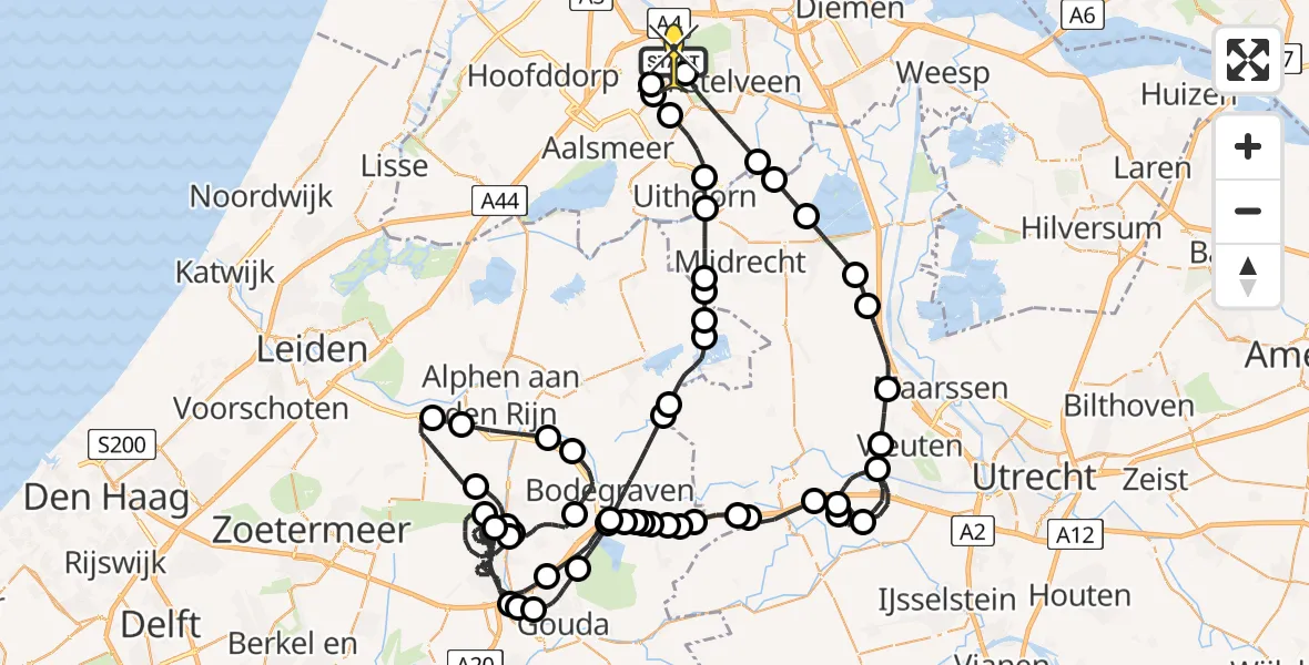 Routekaart van de vlucht: Politiehelikopter naar Schiphol, Kraayveldstraat