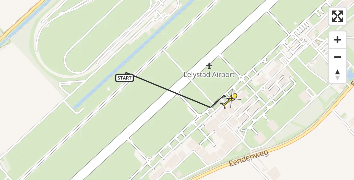 Routekaart van de vlucht: Traumahelikopter naar Lelystad Airport, Emoeweg