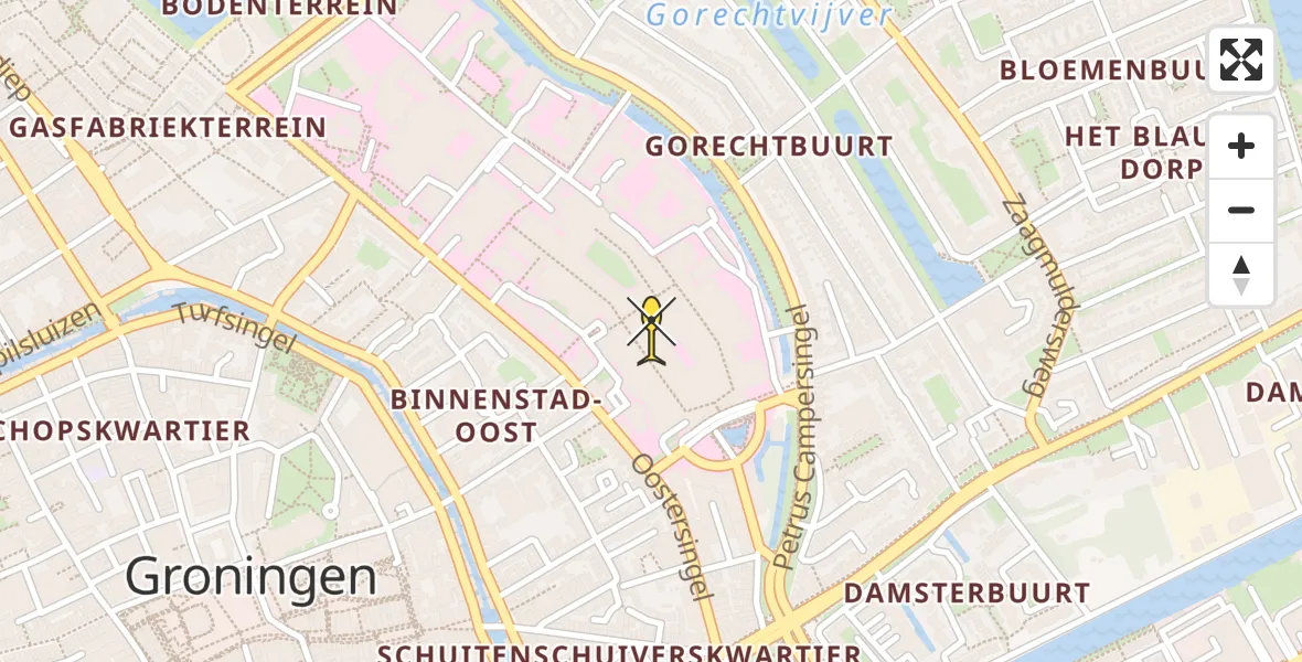 Vluchtroute Ambulancehelikopter van Universitair Medisch Centrum Groningen naar Universitair Medisch Centrum Groningen