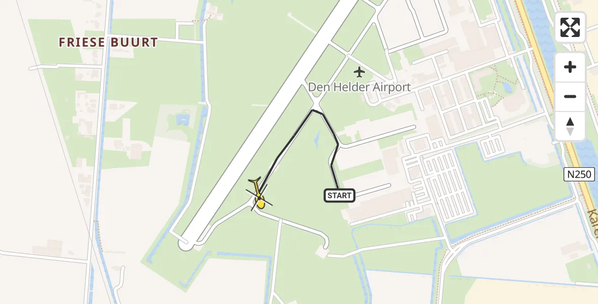 Vluchtroute Kustwachthelikopter van Vliegveld De Kooy naar Vliegveld De Kooy