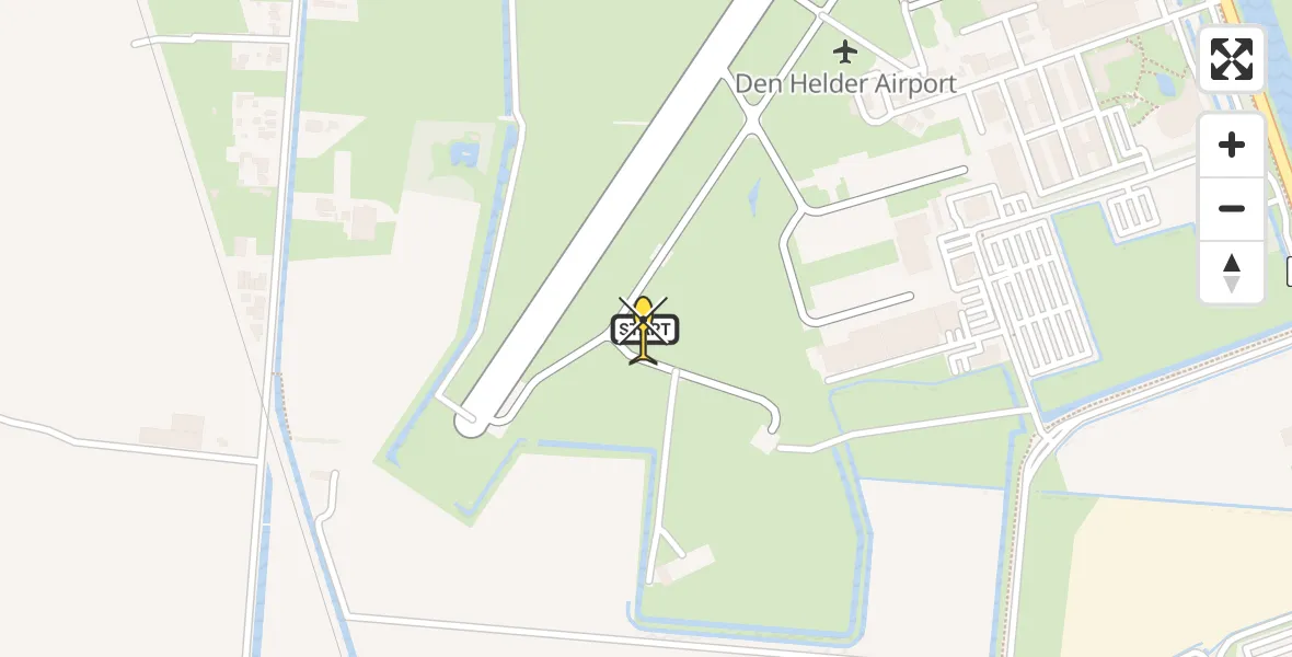 Routekaart van de vlucht: Kustwachthelikopter naar Vliegveld De Kooy, Luchthavenweg