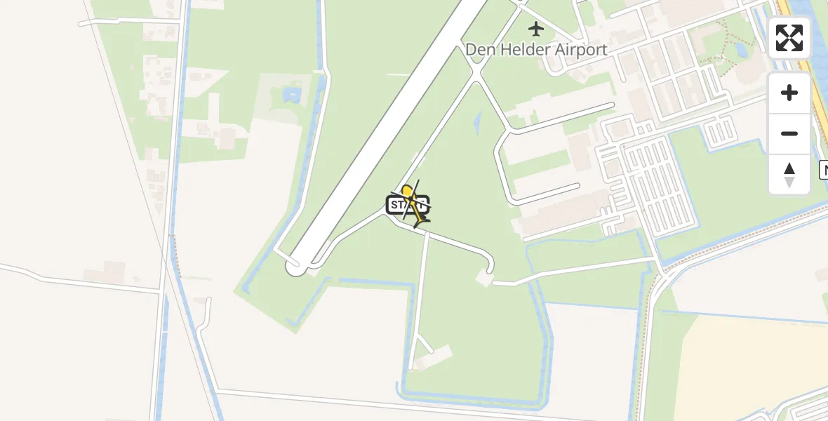 Routekaart van de vlucht: Kustwachthelikopter naar Vliegveld De Kooy, Luchthavenweg