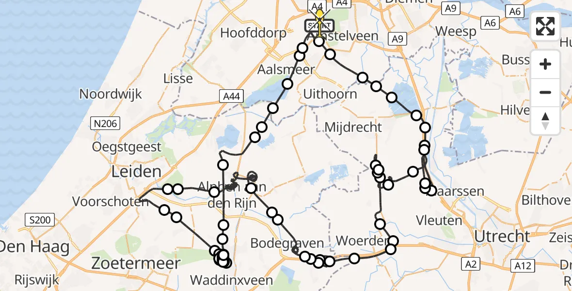 Vluchtroute Politiehelikopter van Schiphol naar Schiphol