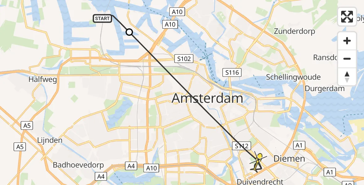 Routekaart van de vlucht: Lifeliner 1 naar Amsterdam, Kajuitpad