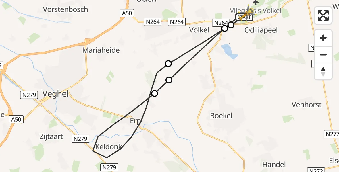 Vluchtroute Traumahelikopter Vliegbasis Volkel - Vliegbasis Volkel, 04 april 2025, 06:42