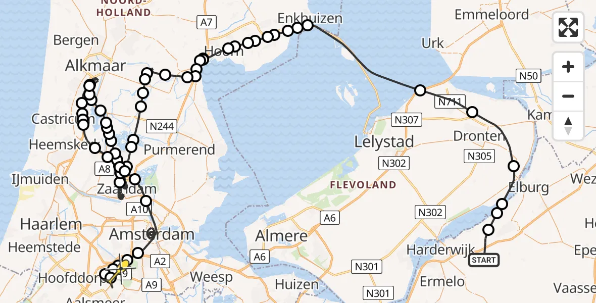 Routekaart van de vlucht: Politiehelikopter naar Schiphol, Klarenweg